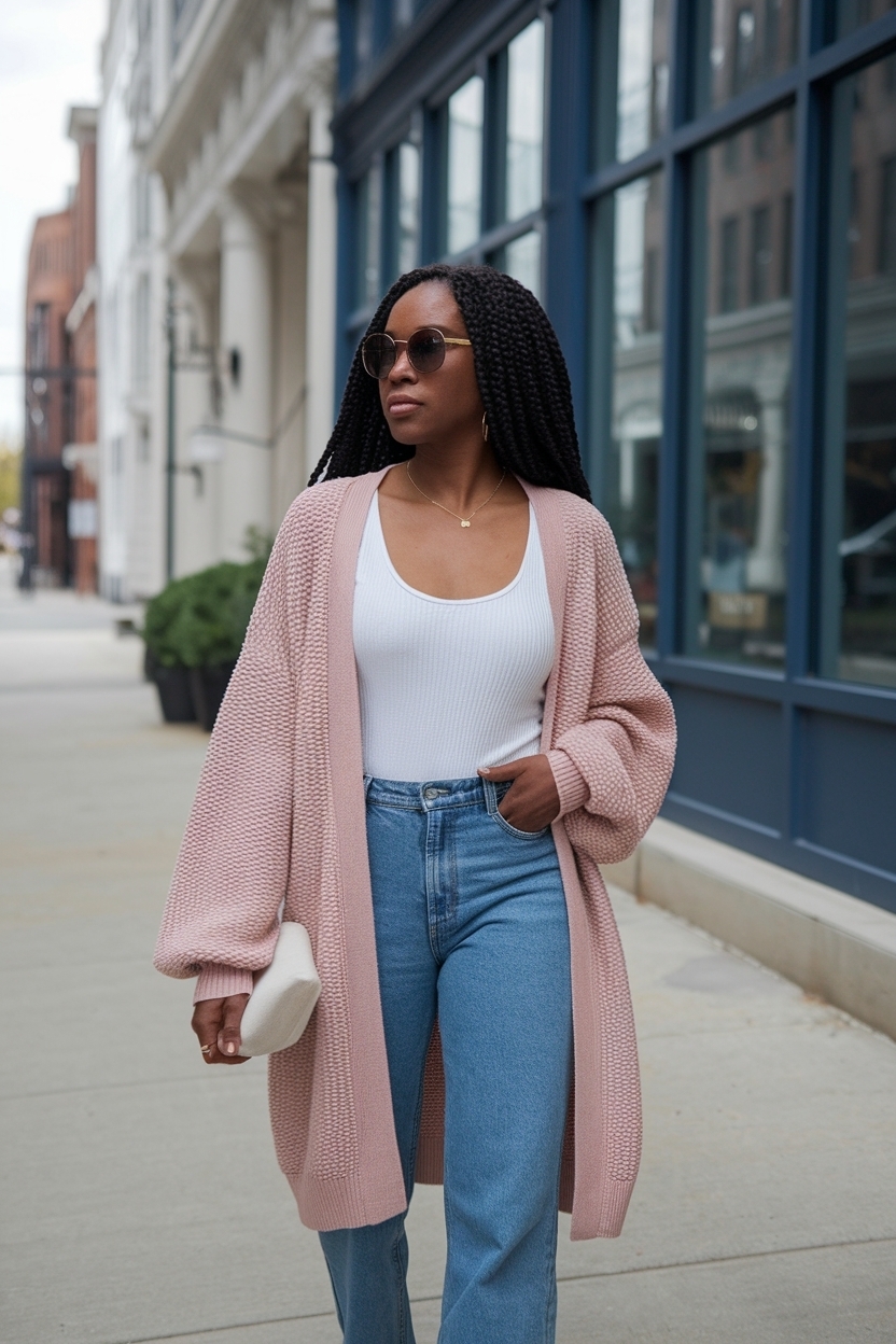 Cardigan and Jeans Outfit Black Women: Cozy Casual Combinations outfit idea
