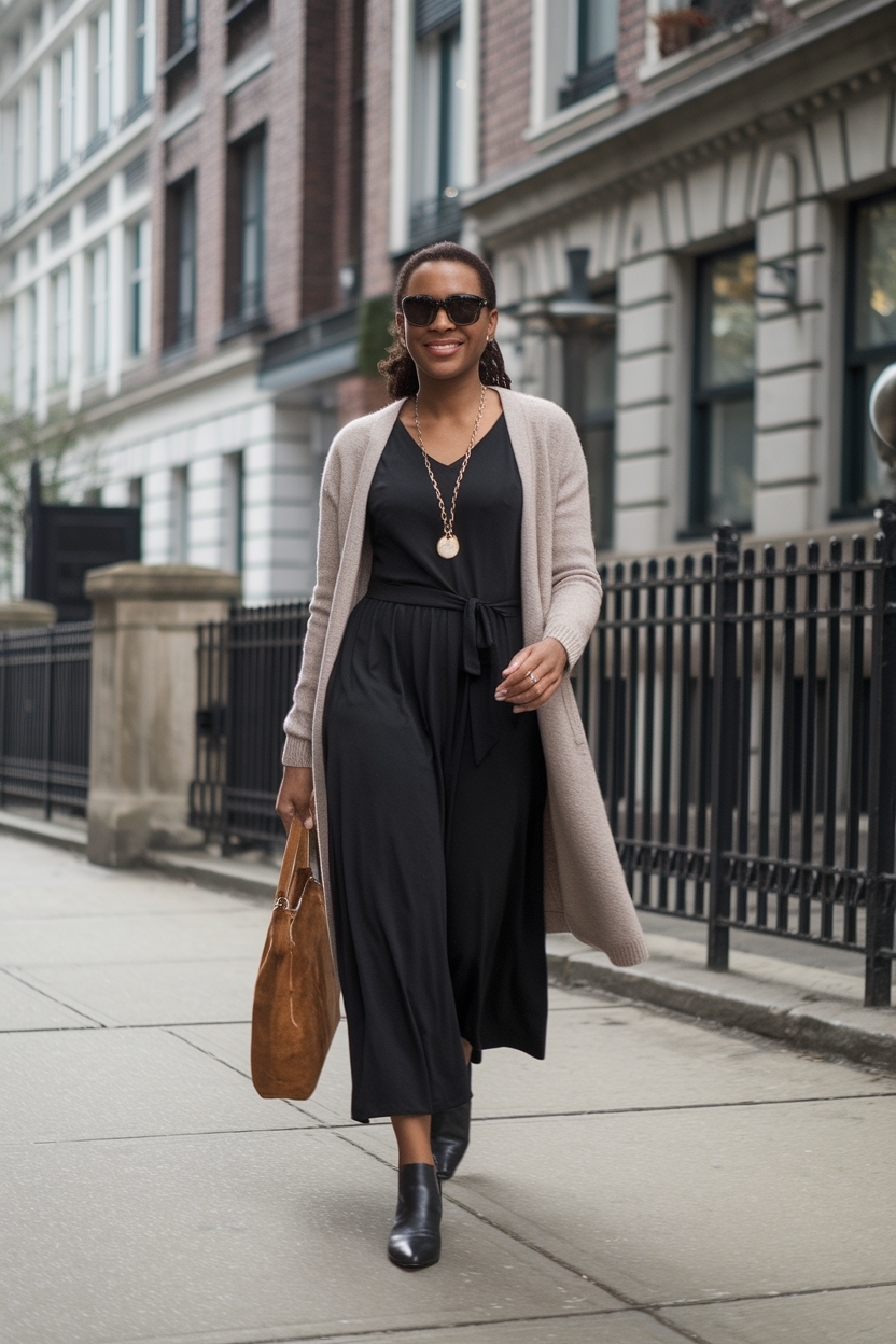 Cardigan Dress Outfit Black Women: Fashion Forward Looks outfit idea
