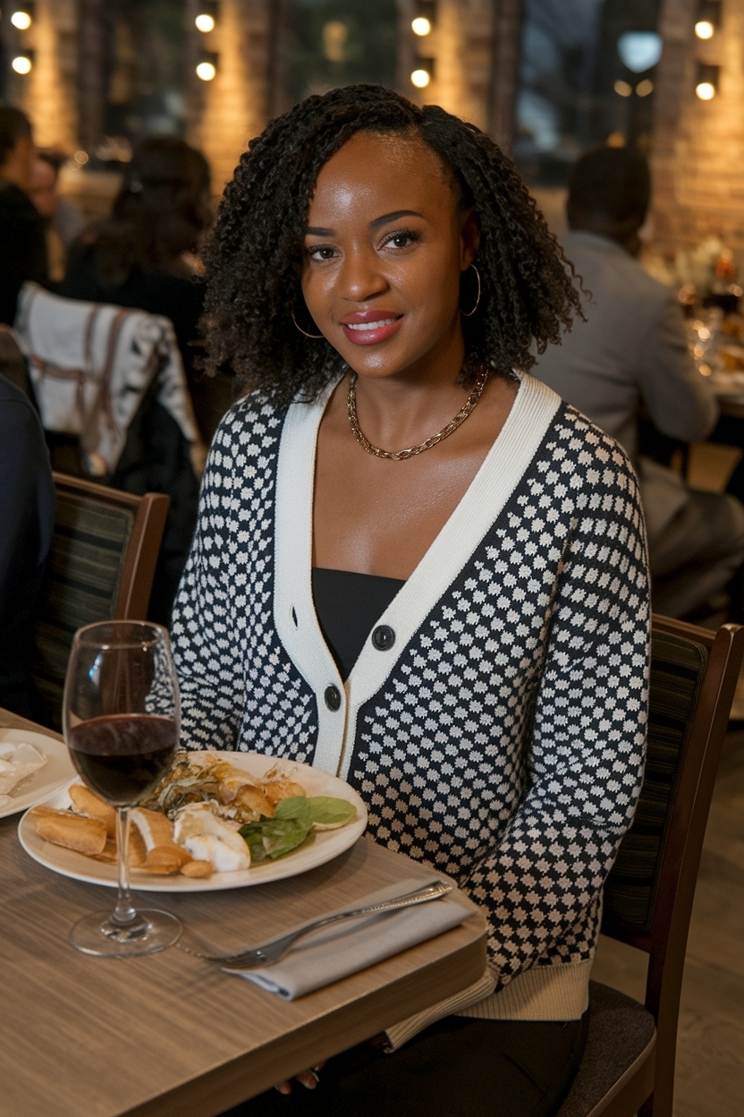 Cardigan Outfit Black Women Dinner: Chic Evening Styles outfit idea