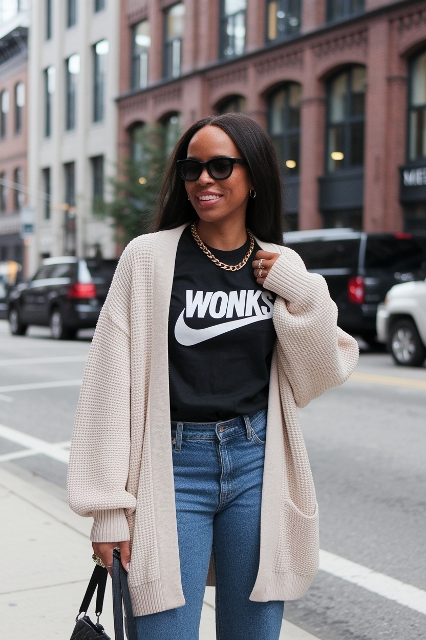 Cardigan Outfit Black Women Dunks: A Trendy Approach outfit idea