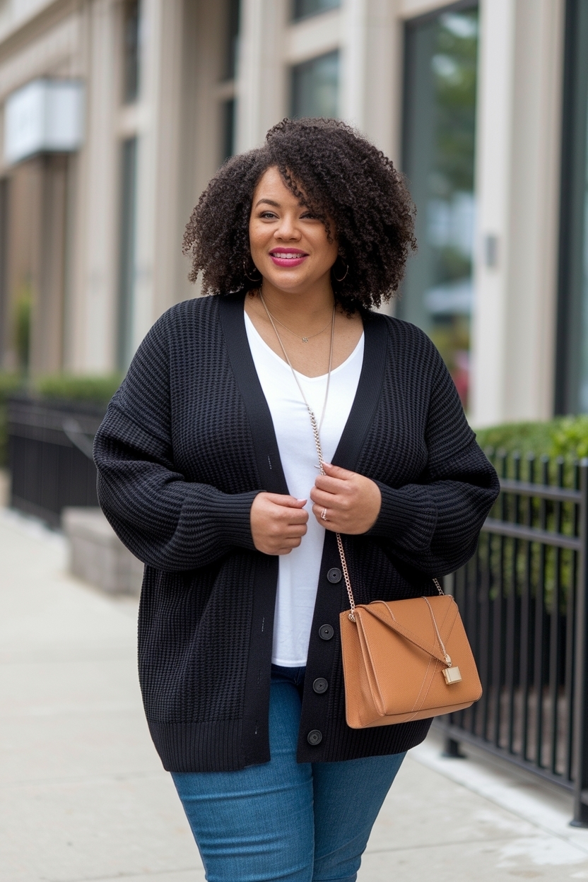 Cardigan Outfit Plus Size Black Women: Layering with Style outfit idea