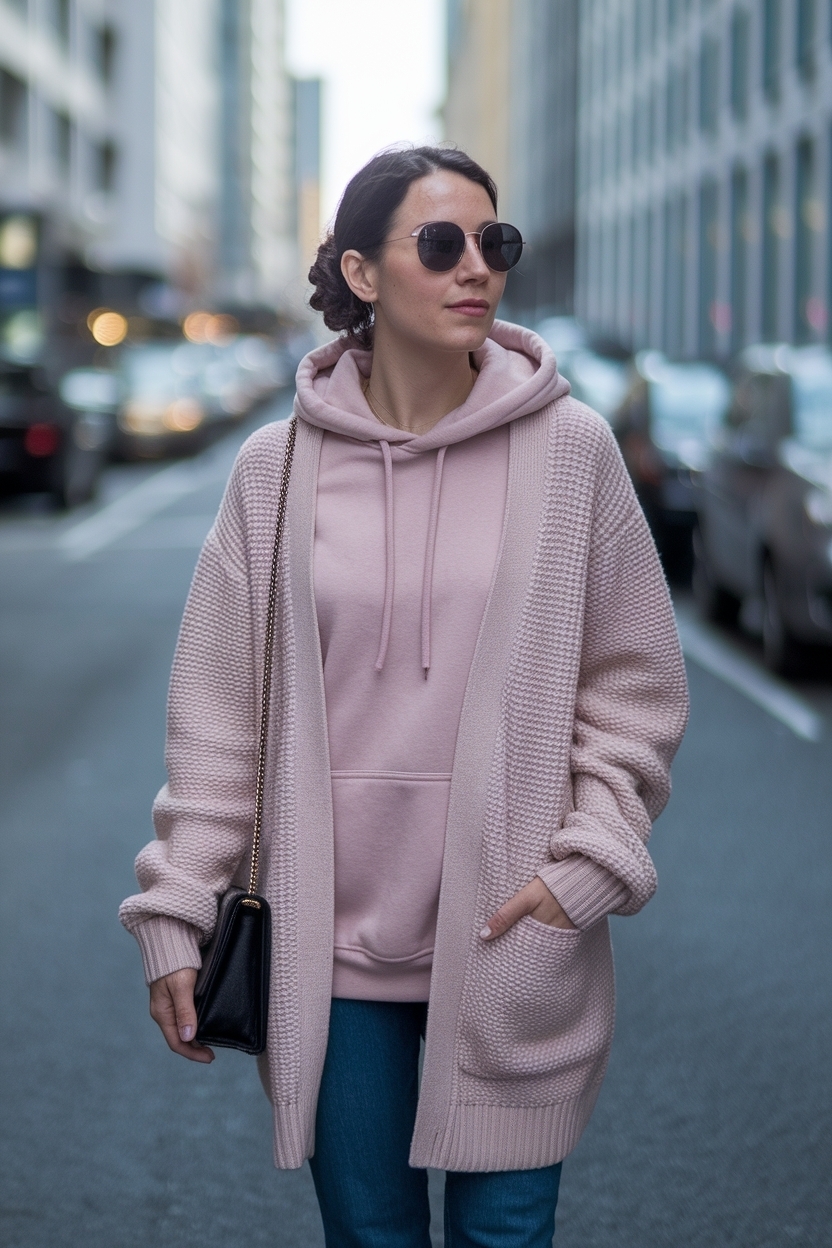 Cardigan with Hoodie Outfit Women: Layering for Comfort outfit idea