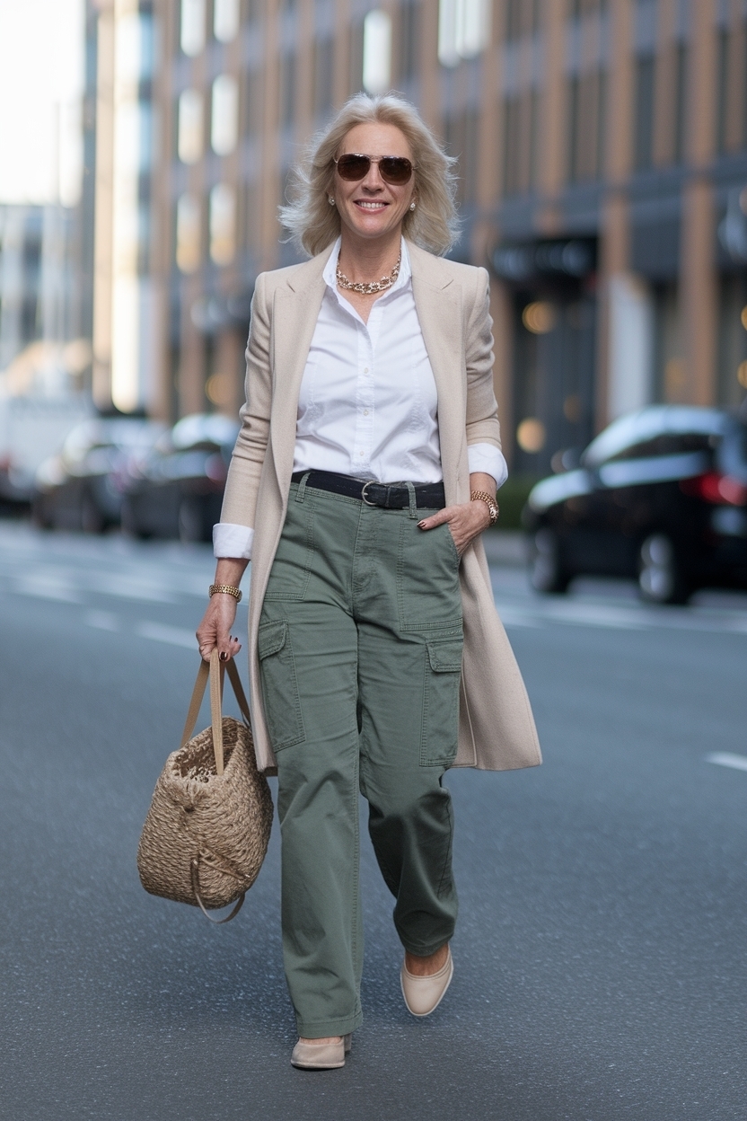 Casual Cargo Pants Outfit for Women Over 40 outfit idea