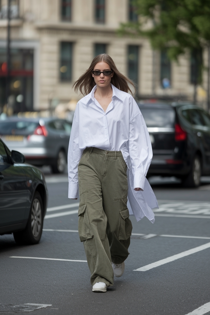 Cargo Pants Oversized Shirt Outfit Women: Comfort Meets Style outfit idea