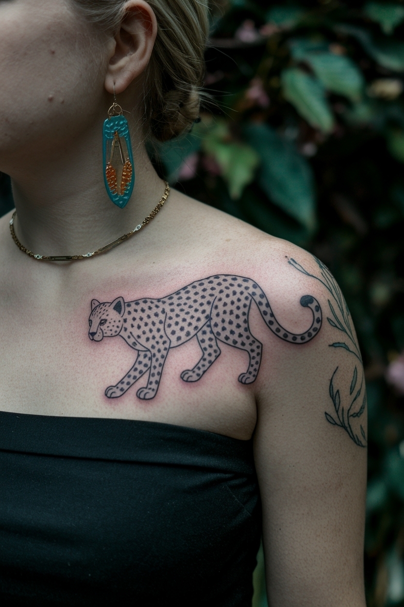 Cheetah Print Tattoo on Shoulder: A Bold Statement outfit idea