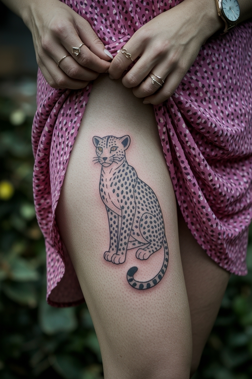 Cheetah Print Tattoo on Thigh: Where Style Meets Skin outfit idea