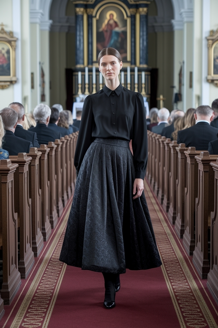Church Outfit Black Women Silk Skirt: Elegant Looks outfit idea