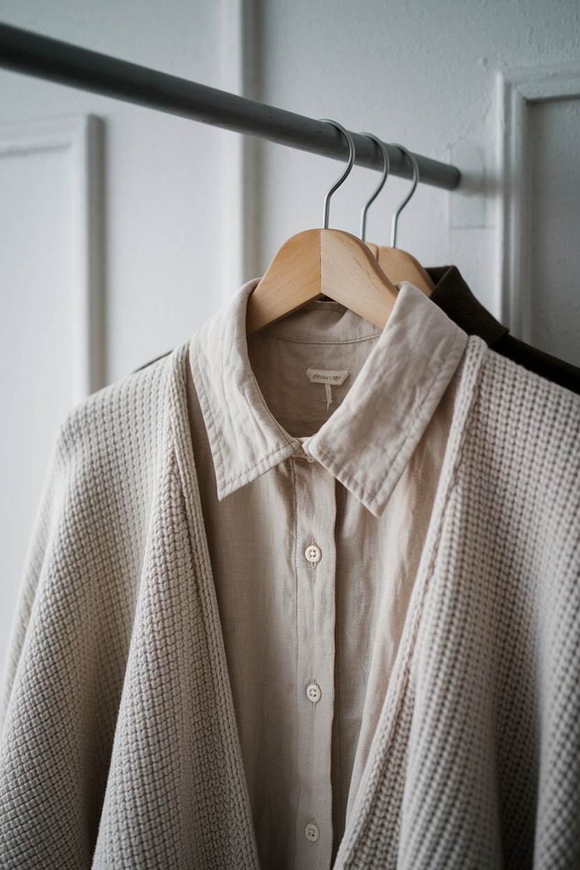 Close Up of Linen Shirt Collar and Neutr: A Fashion Detail outfit idea