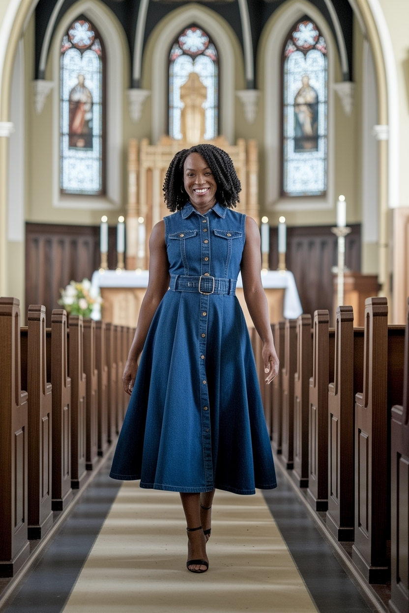 Denim Dress Outfit Black Women Church: Stylish and Comfortable outfit idea