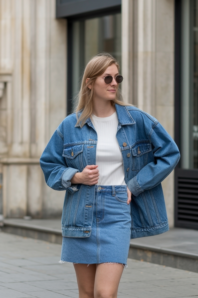 Casual Denim Jacket Outfit Women with Denim Ski Looks outfit idea