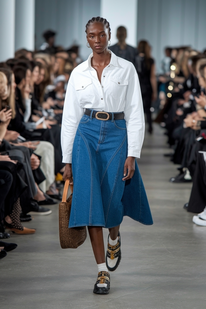 Denim Skirt Outfit Black Women: Everyday Essentials outfit idea