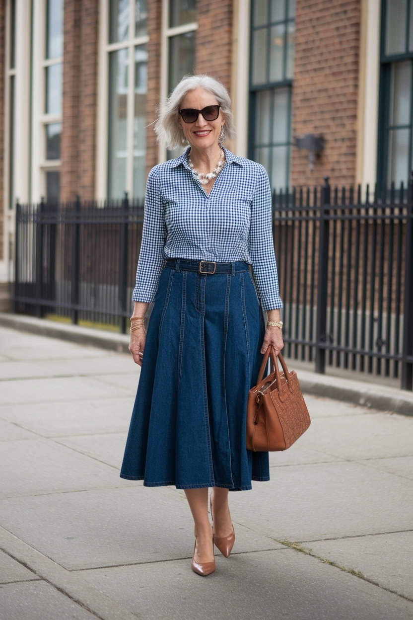 Denim Skirt Outfit Women Over 50: Stylish Choices outfit idea