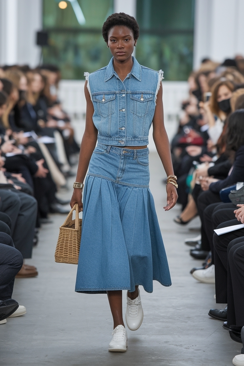 Denim Vest and Skirt Outfit Black Women: Layered Looks outfit idea