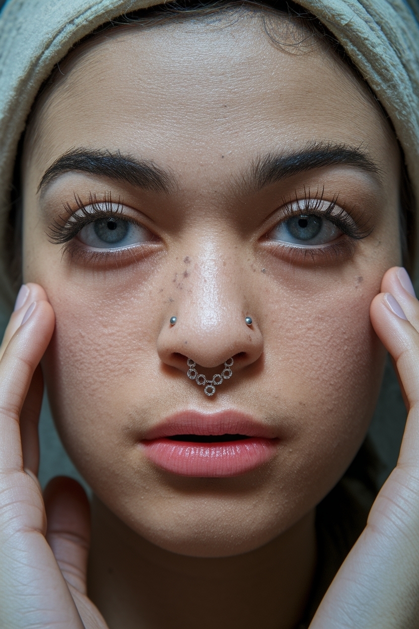 Double Nose Piercing Different Sides: Trendy and Unique outfit idea