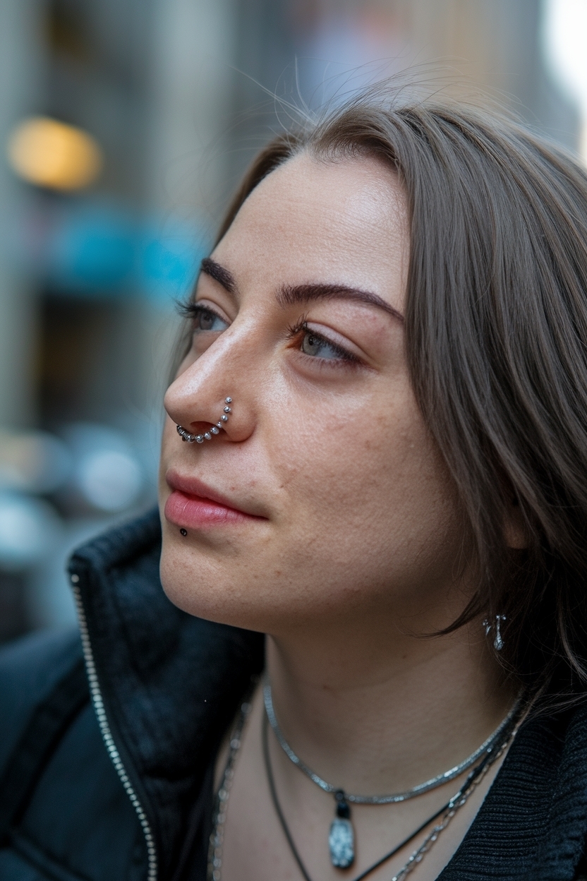 Double Nose Piercing Same Side: Symmetry in Style outfit idea