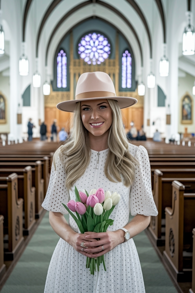 Chic Easter Outfit Women Church with Hat Inspiration outfit idea