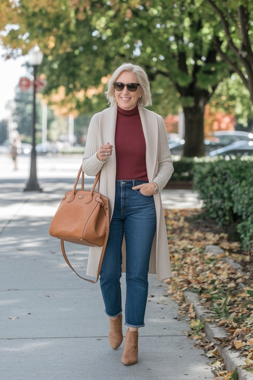 Fall Jeans Outfit for Women Over 50: Cozy and Stylish outfit idea