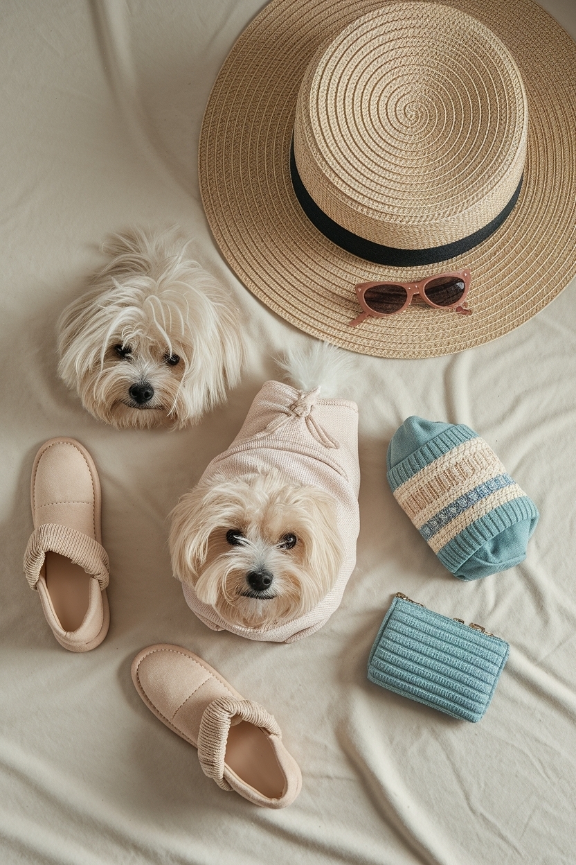 Flat Lay of Pet Accessories Styled for Pet Lovers