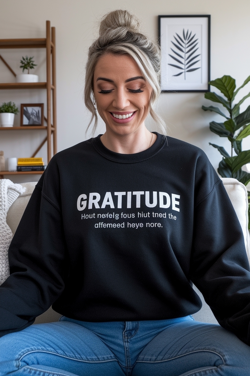 Gratitude Affirmation Sweatshirt: Wear Your Positivity Proudly outfit idea