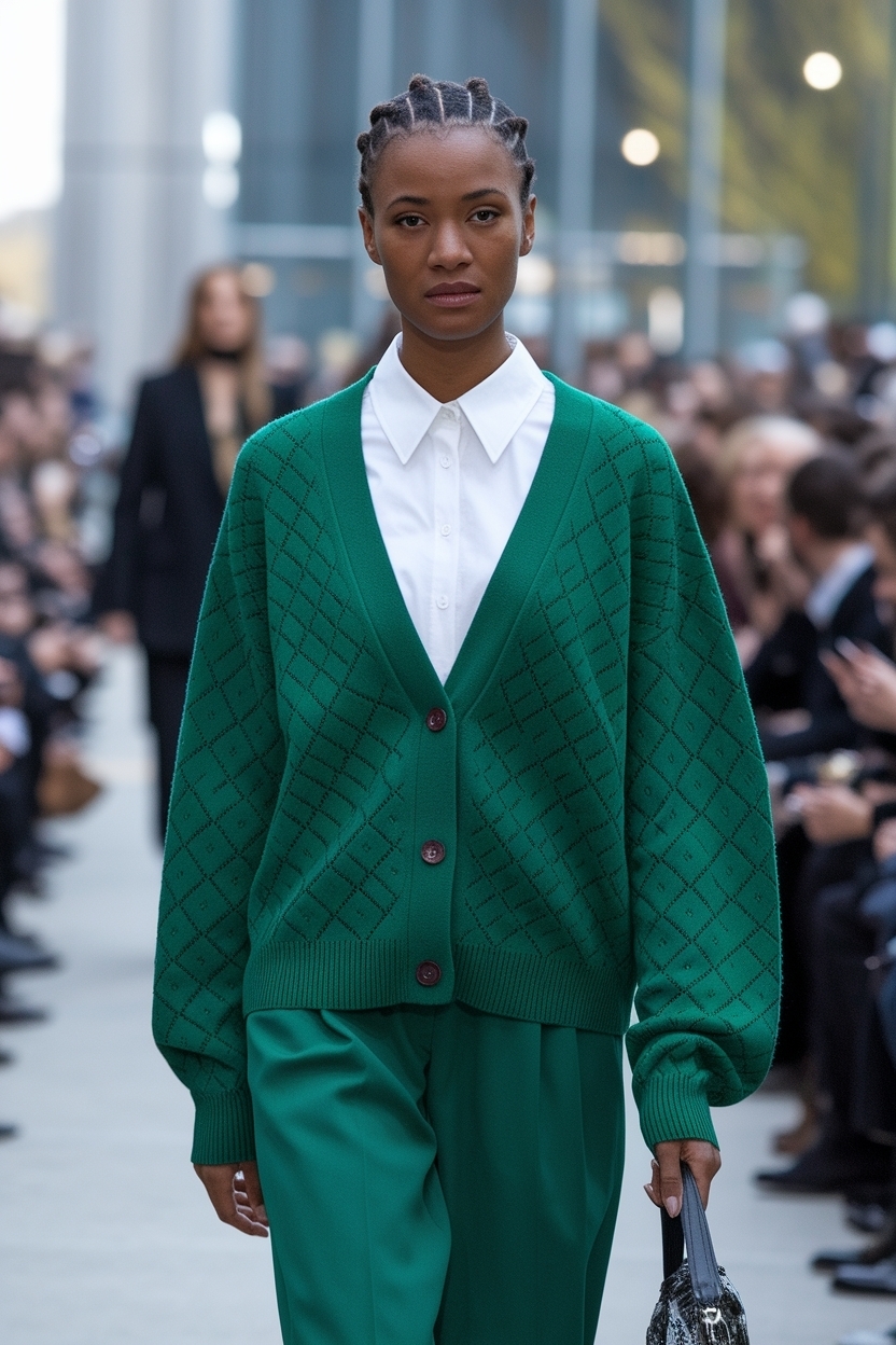 Green Cardigan Outfit Ideas for Black Women outfit idea