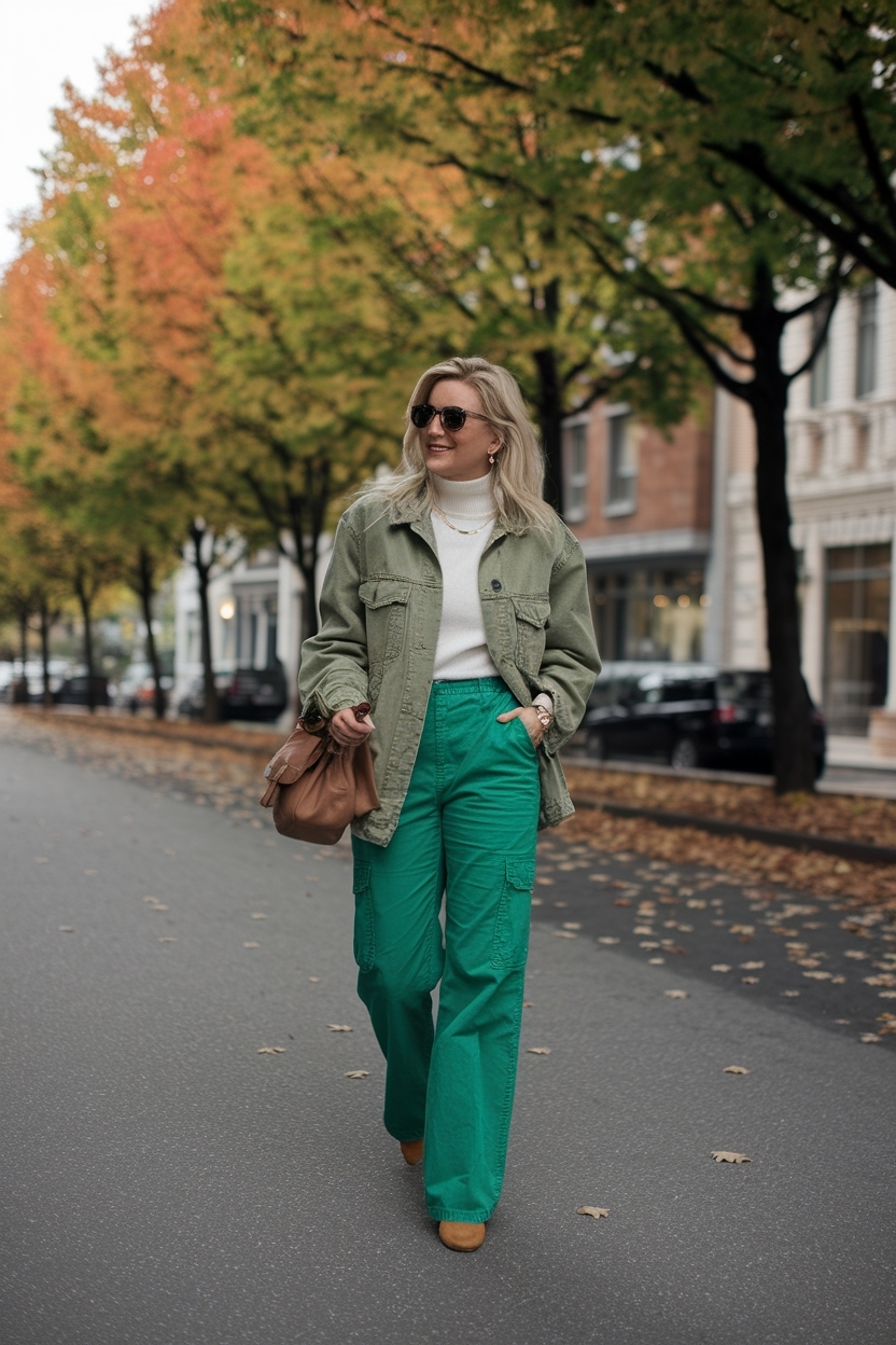Green Cargo Pants Outfit Fall: Fresh Looks for Autumn outfit idea