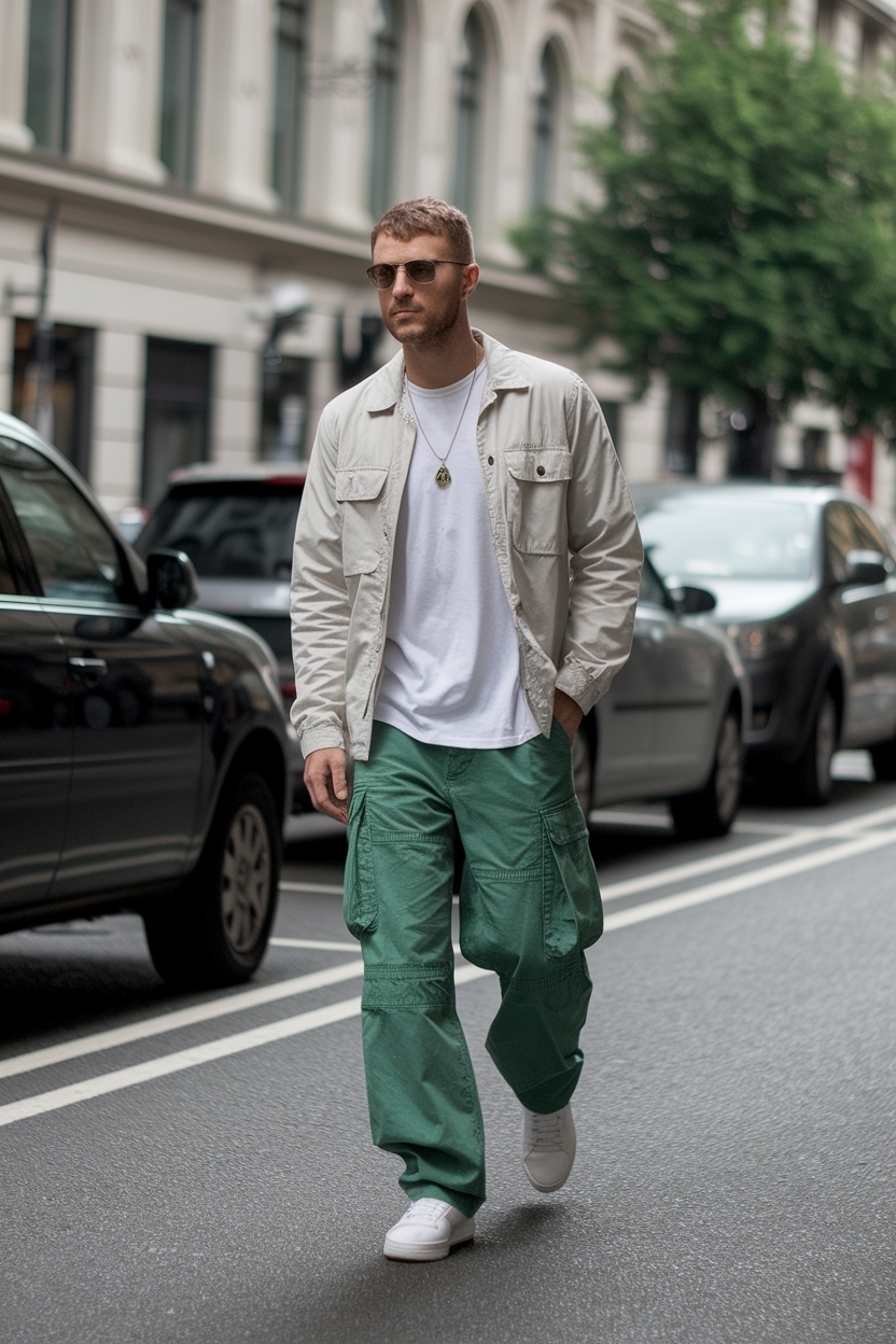 Cool Green Cargo Pants Outfit Men Streetwear for 2023 outfit idea