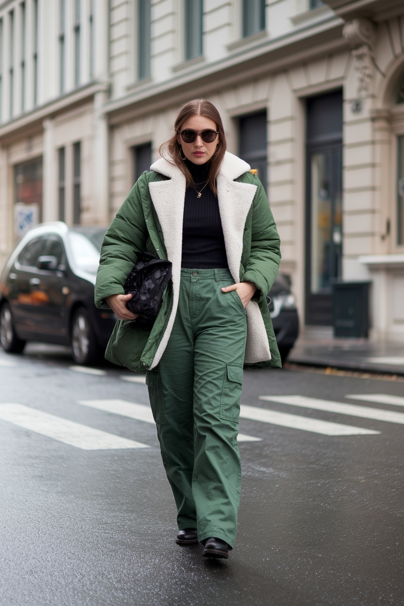 Green Cargo Pants Outfit Winter: Embrace the Earthy Vibe outfit idea