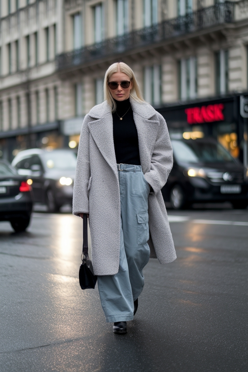 Grey Cargo Pants Outfit Winter: Stylish Layering Options outfit idea