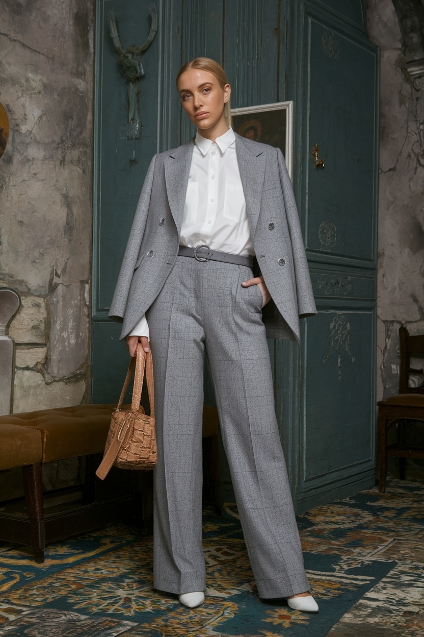 Grey Trousers Outfit Women Church: Elegant and Classy outfit idea