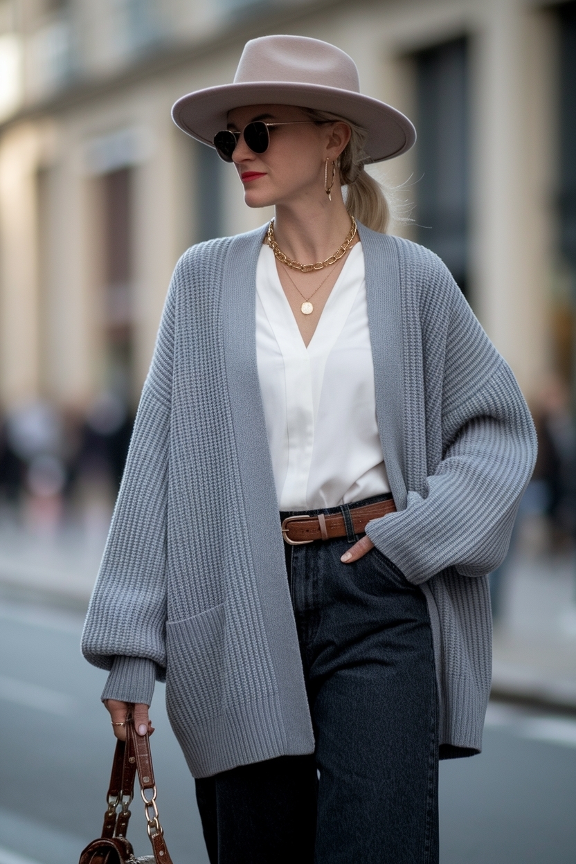 Grey Vneck Cardigan Outfit Women: Versatile and Trendy outfit idea