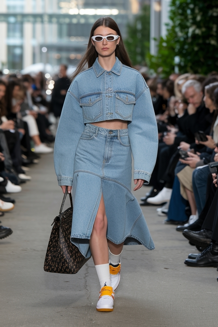 Jordan 1 Outfit Women Denim Skirt for Trendy Vibes outfit idea