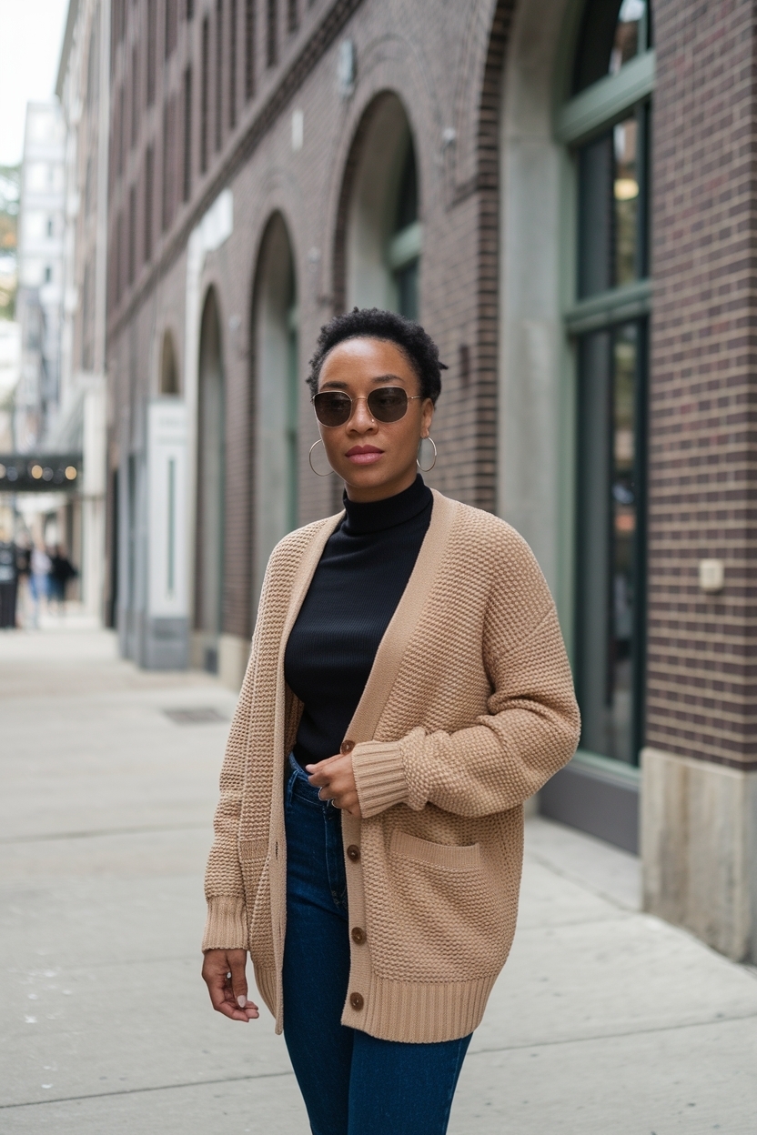 Knit Cardigan Outfit Black Women: Cozy and Stylish Options outfit idea