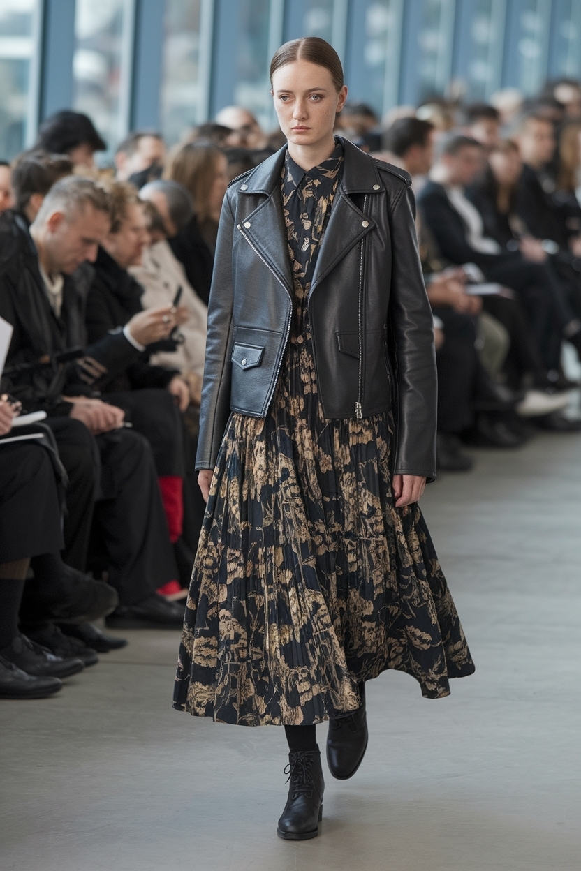 Perfect Leather Jacket and Dress Outfit Combinations outfit idea