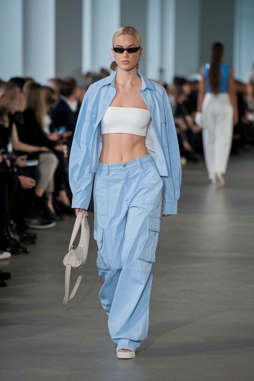 Casual Light Blue Cargo Pants Outfit for Weekend Fun outfit idea