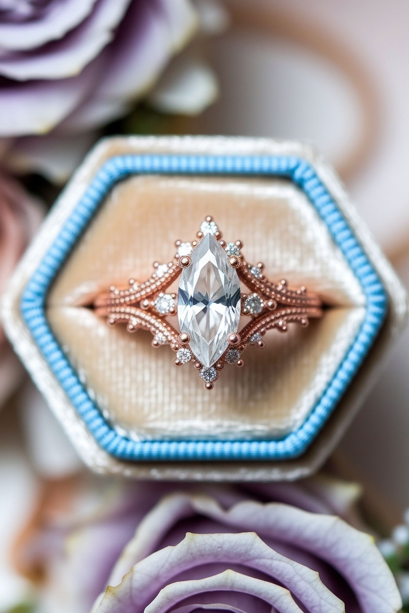 Marquise engagement ring with band: élégance et sophistication outfit idea