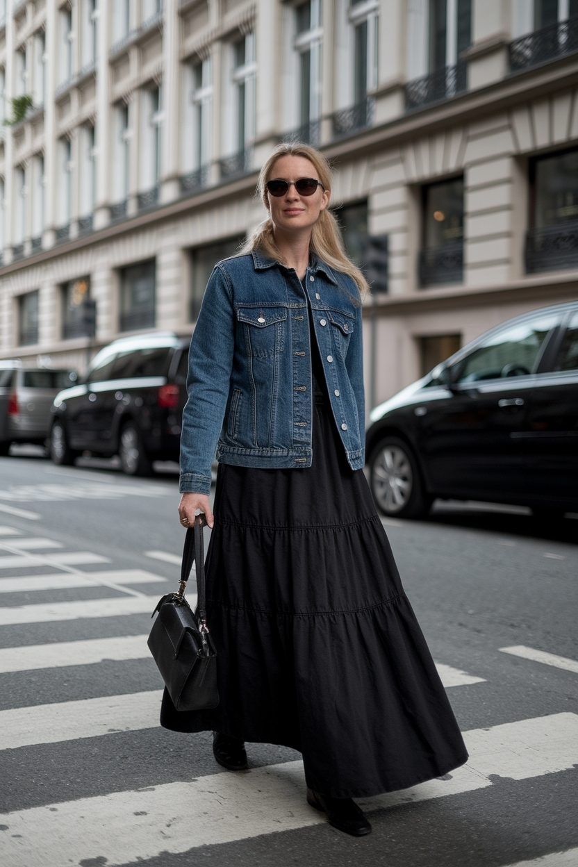 Maxi Skirt Outfit Black Women Denim: Effortless Elegance outfit idea