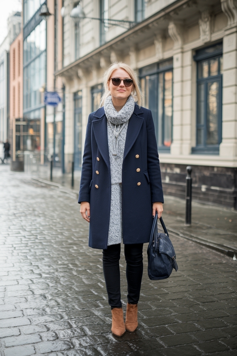 Navy Blue Coat Outfit Winter: Elevate Your Cold-Weather Style outfit idea