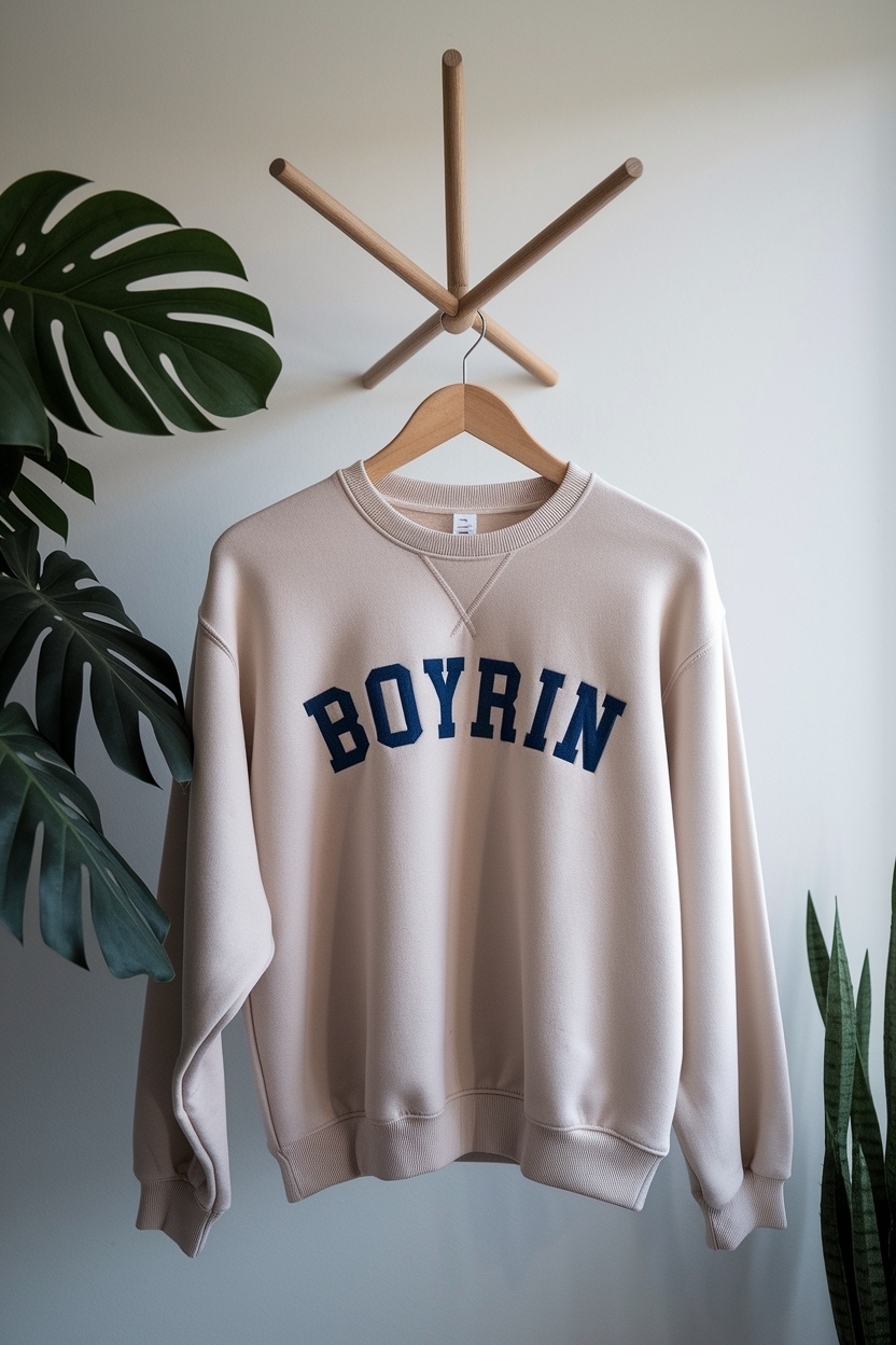 Neutral Sweatshirt on Wooden Hanger Mini: Styling Tips outfit idea