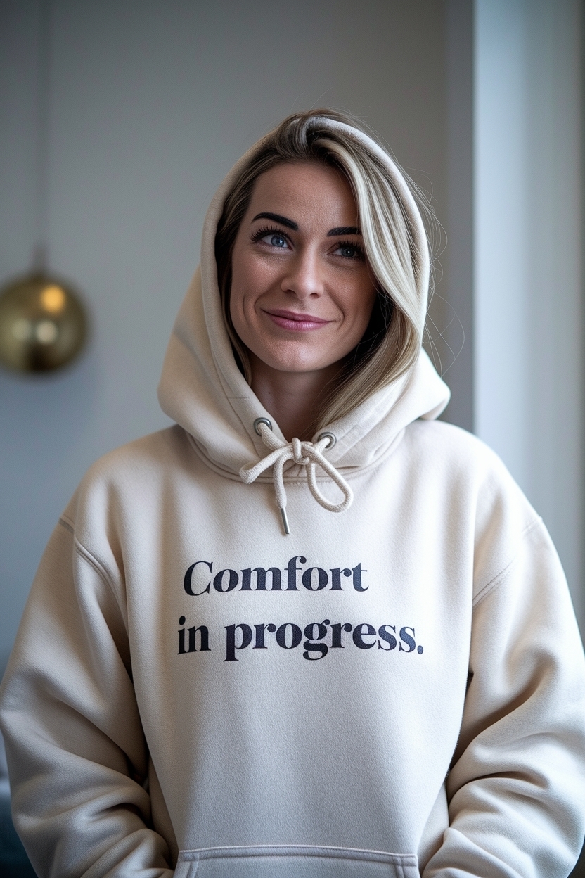 Oatmeal Hoodie Reading