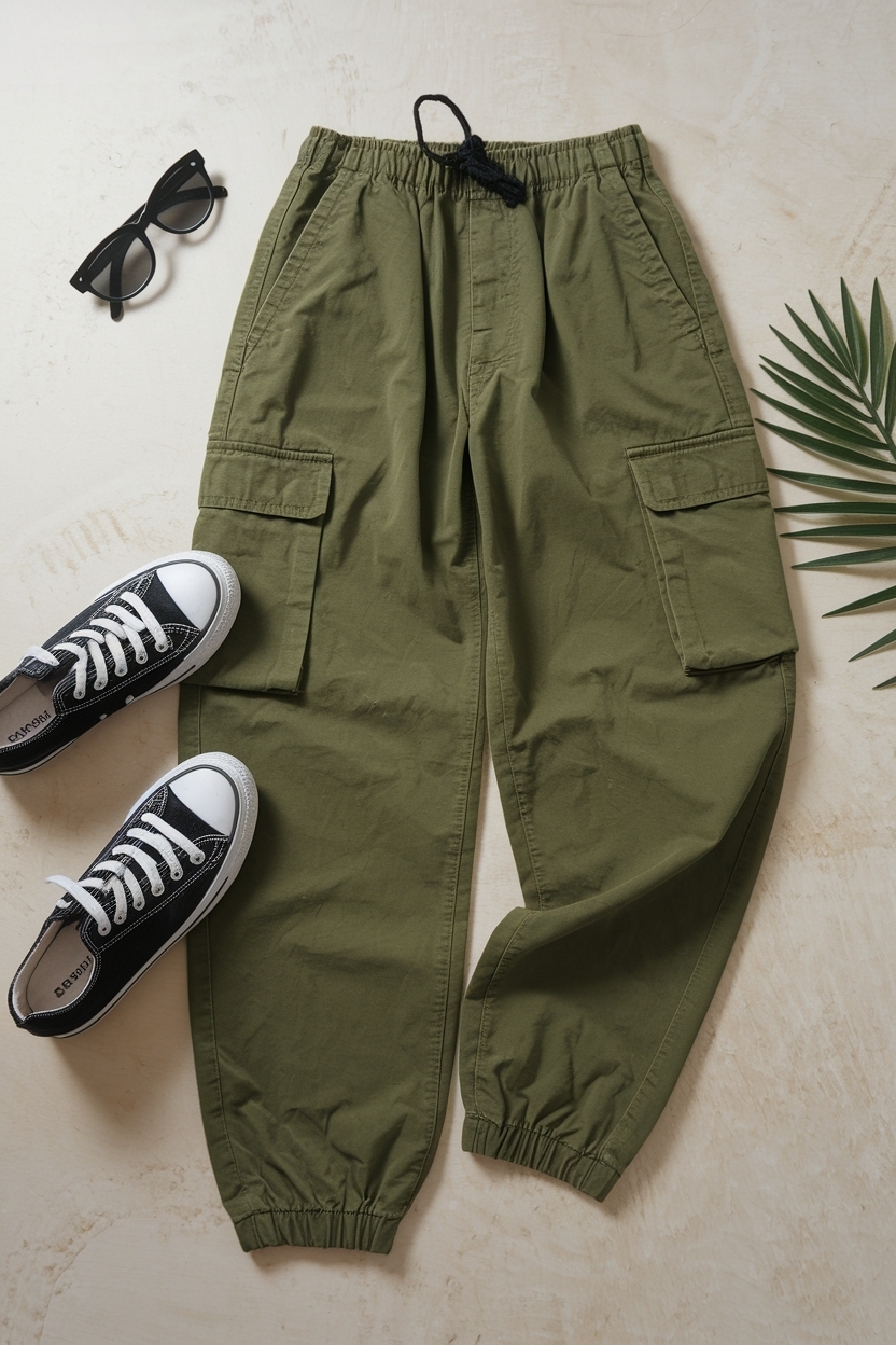 Sleek Olive Green Cargo Pants Outfit for a Polished Vibe outfit idea