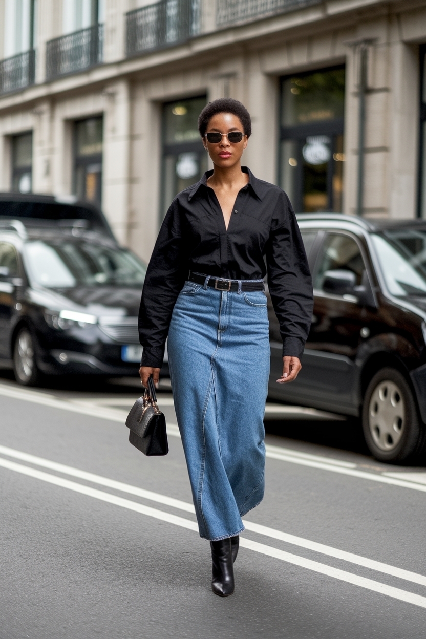 Outfit Ideas Black Women Denim Skirt: Stylish Combinations outfit idea