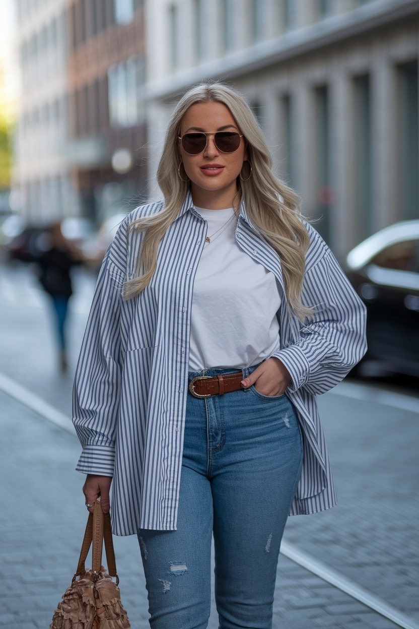 Over Size Shirt and Jeans Outfit Women: Perfect Pairing outfit idea