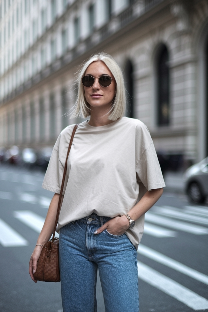 Over Sized T Shirt Outfit: Best Jeans for Women outfit idea
