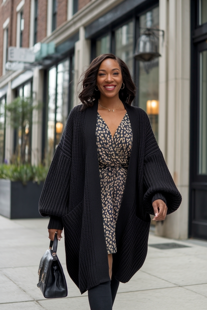 Oversized Cardigan as Dress Outfit Black for Effortless Style outfit idea