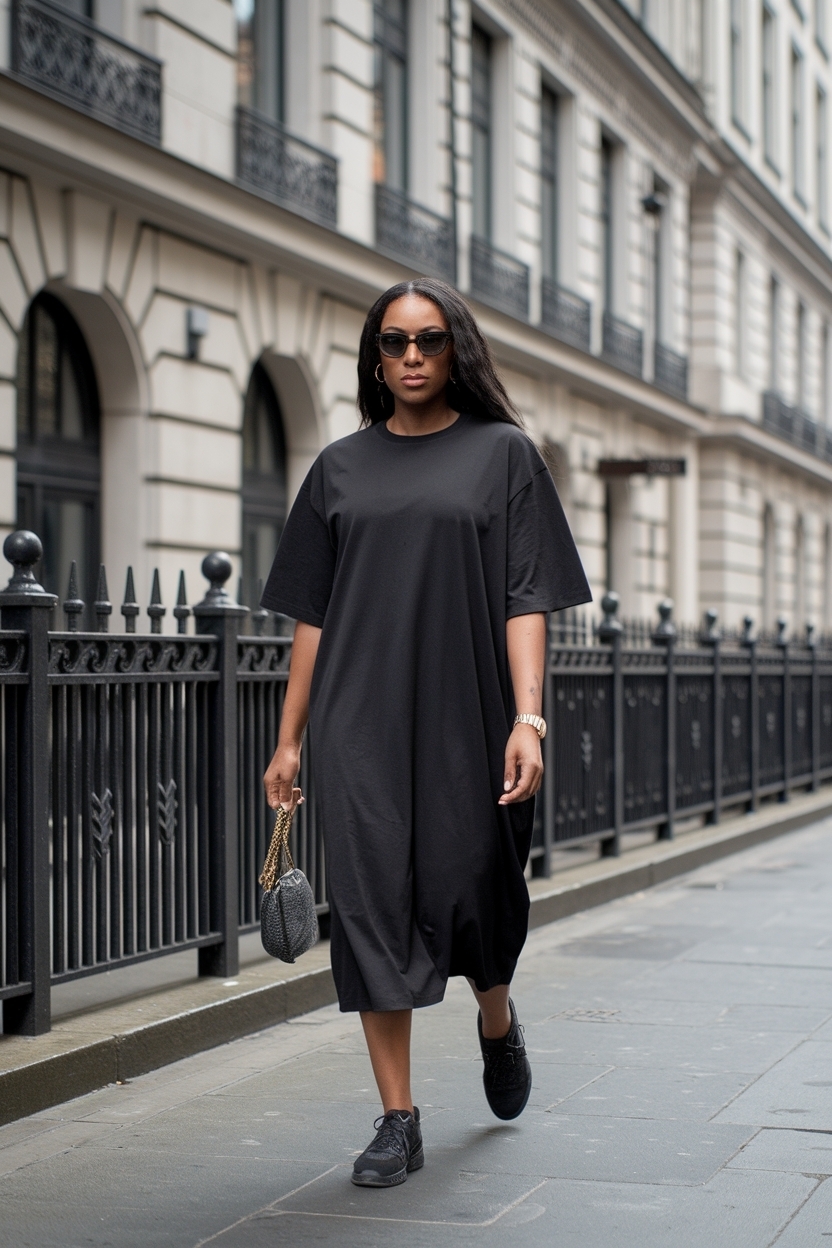 Chic Oversized T Shirt Dress Outfit for Black Women outfit idea