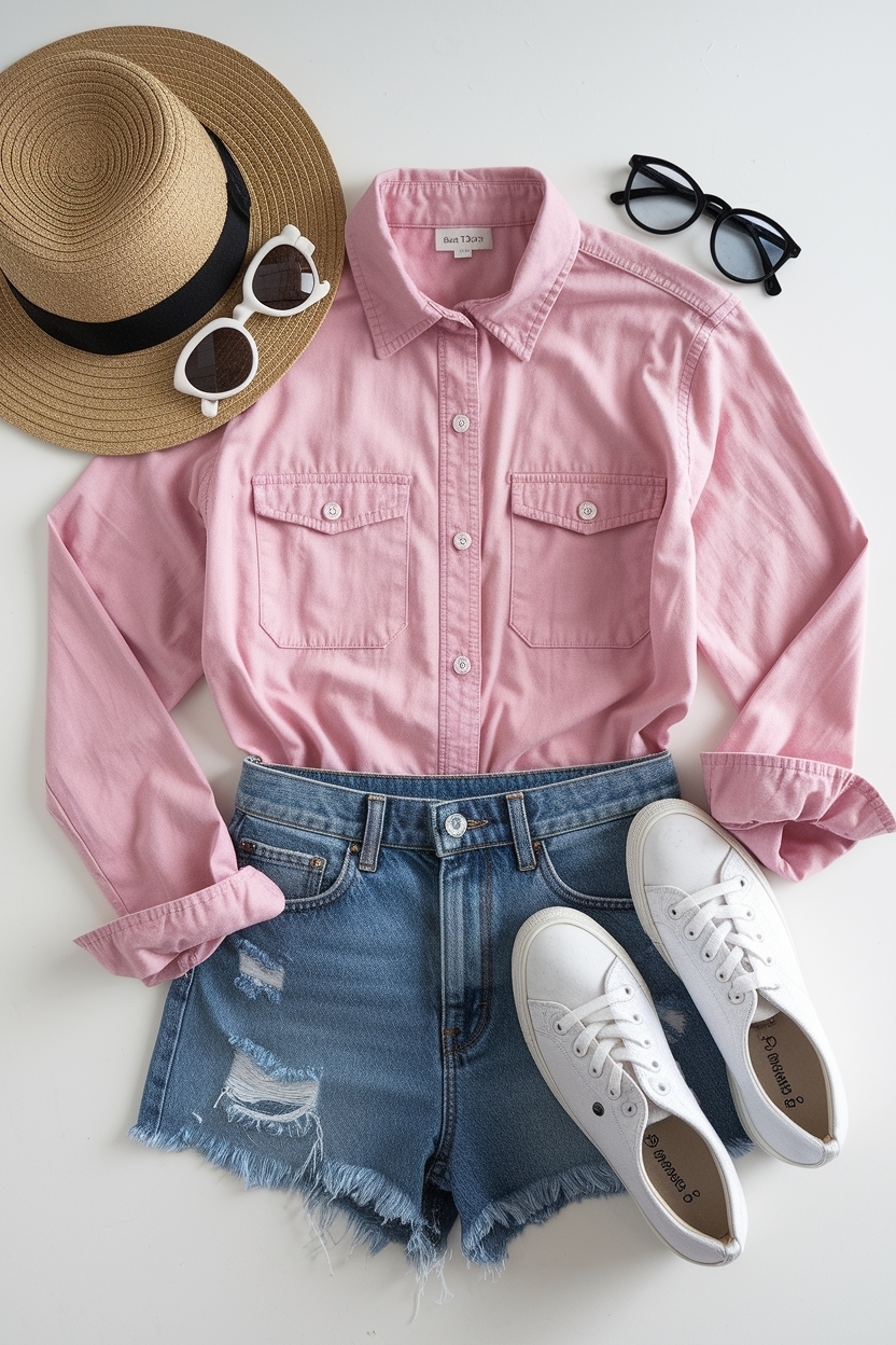 Pink Button Down Shirt Outfit for Effortless Chic outfit idea
