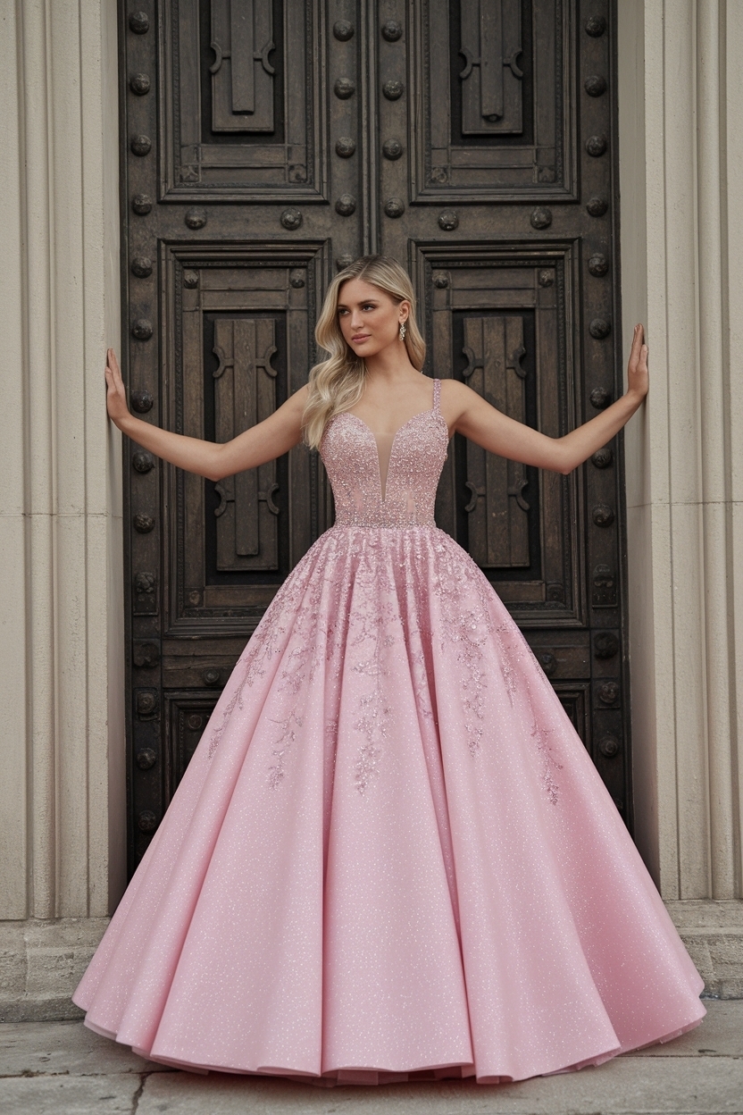 Pink Prom Dresses Ball Gown: A Fairytale Look for Your Night outfit idea