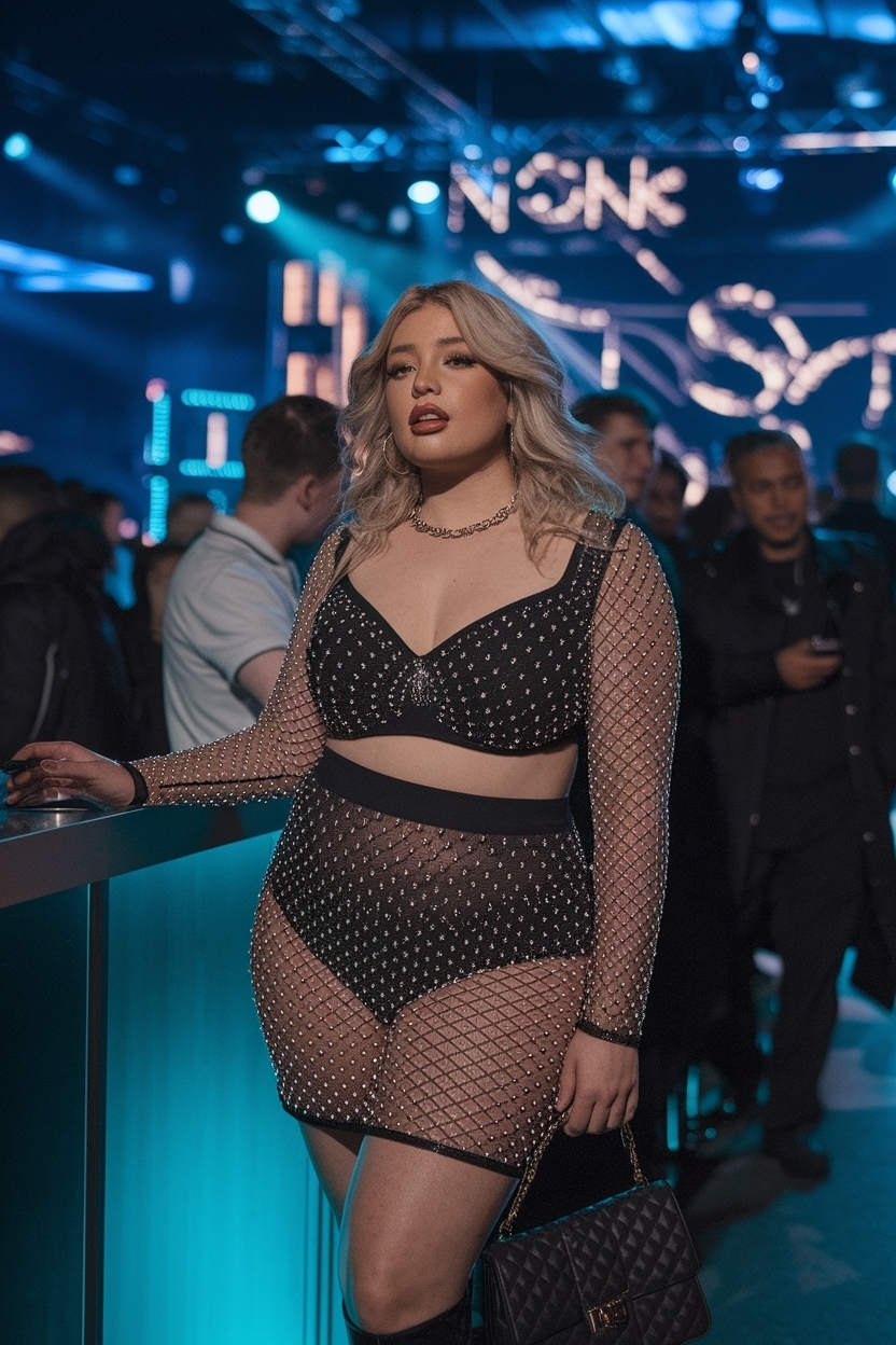 Trendy Plus Size Club Outfits for Night Out to Rock outfit idea