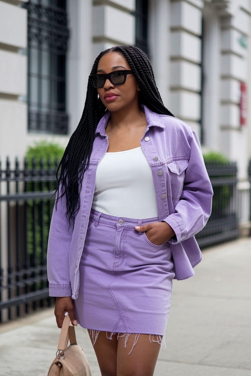 Purple Denim Skirt Outfit Black Women Can Rock outfit idea