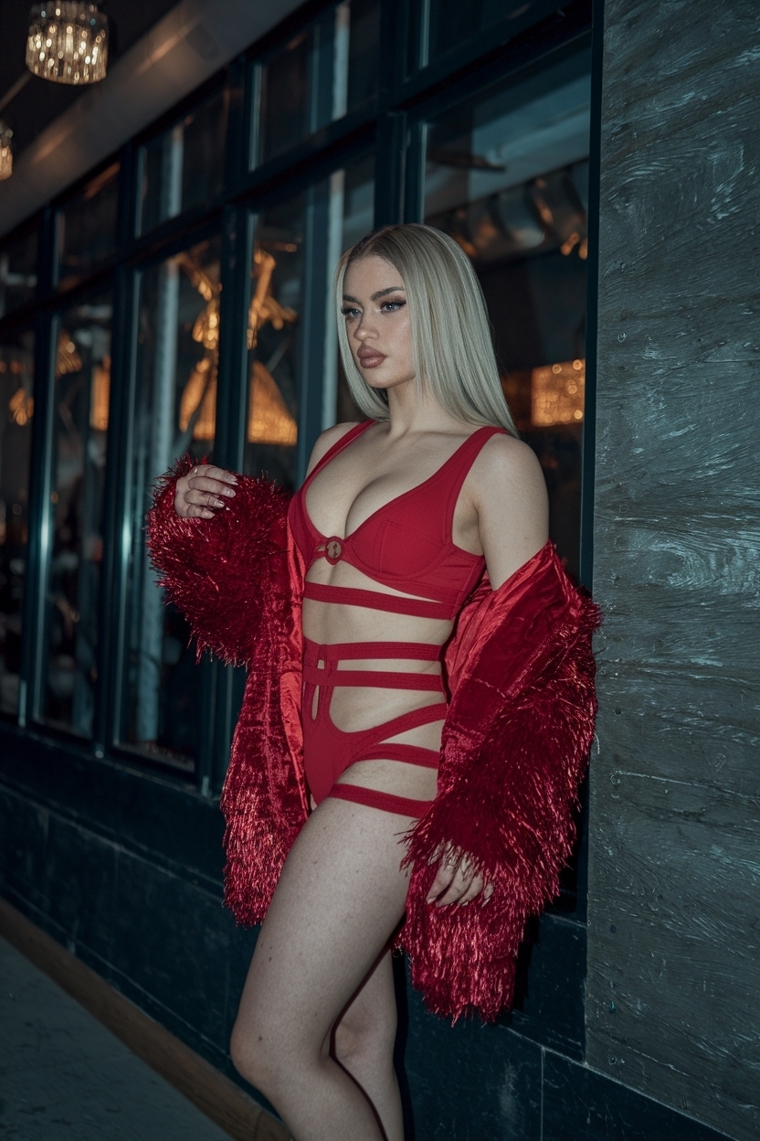 Edgy Red Club Outfits for Women Night Baddie Styles outfit idea